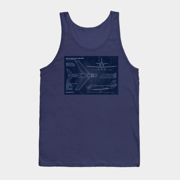 F86 Sabre Blueprint Tank Top by Aircraft.Lover